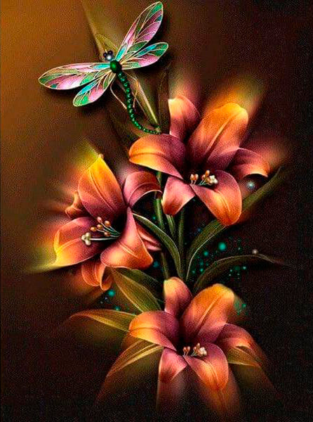 Flowers & Dragonfly PIX-448